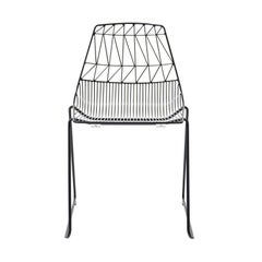 Mid-Century Modern, Minimalist Wire Chair, Stacking Side Chair in Black