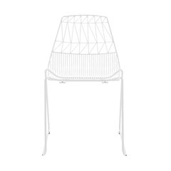 Mid-Century Modern, Minimalist Wire Chair, Stacking Side Chair in White