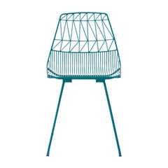 Mid-Century Modern, Minimalist Wire Chair, the Lucy Chair in Peacock Blue