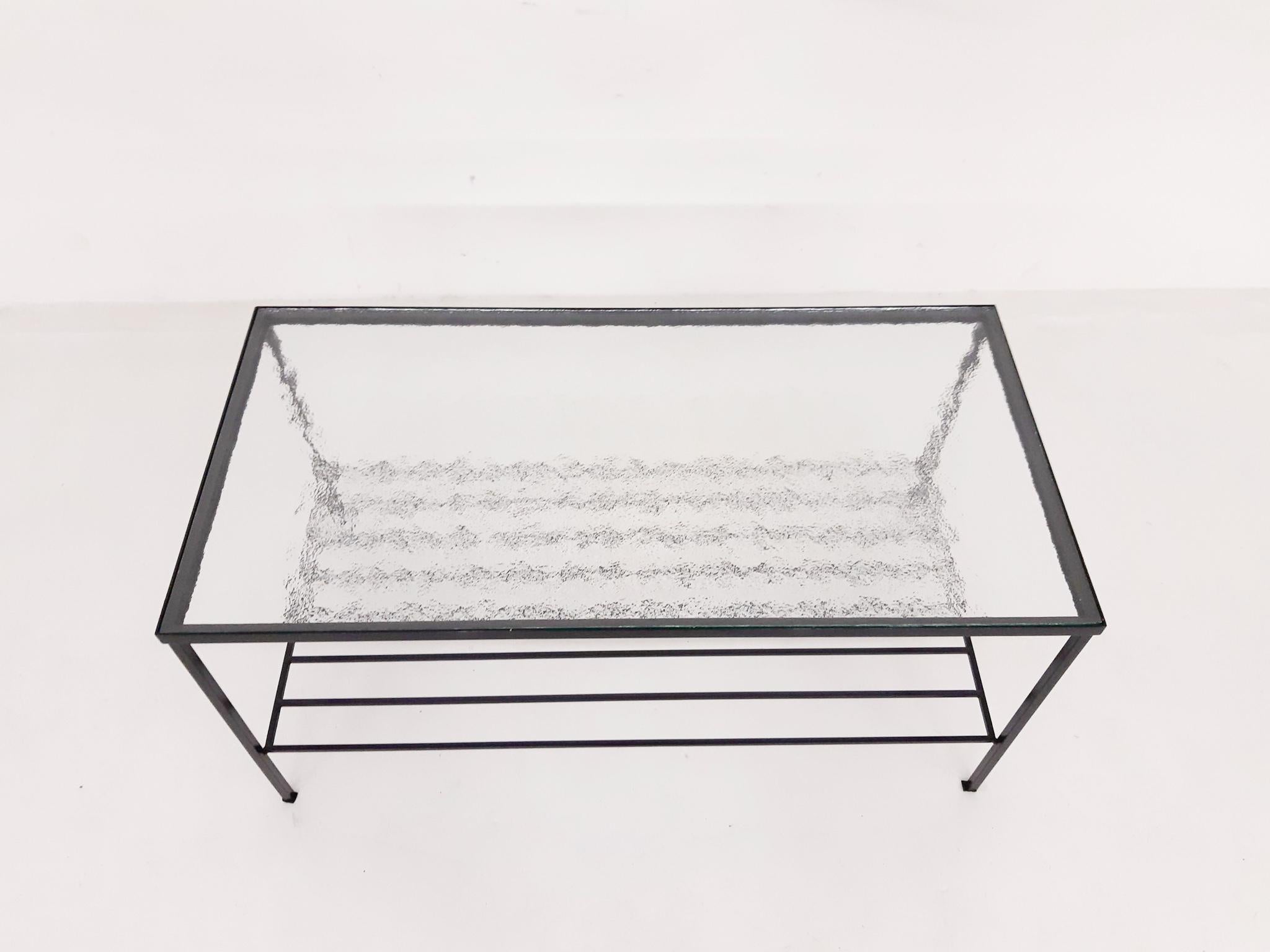 Dutch Mid-Century Modern Minimalistic Metal and Glass Coffee Table, the Netherlands For Sale