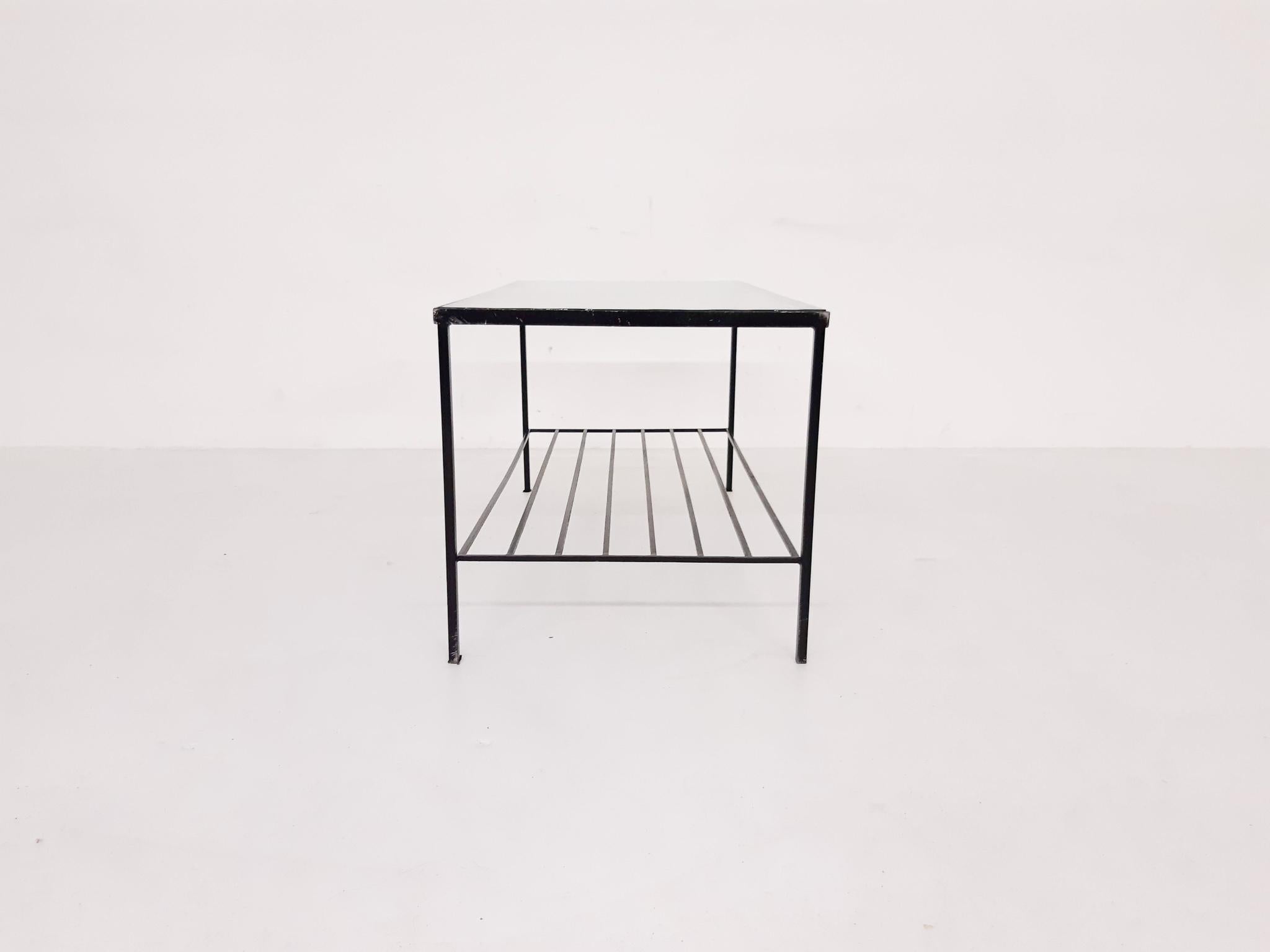 Mid-Century Modern Minimalistic Metal and Glass Coffee Table, the Netherlands In Good Condition For Sale In Amsterdam, NL