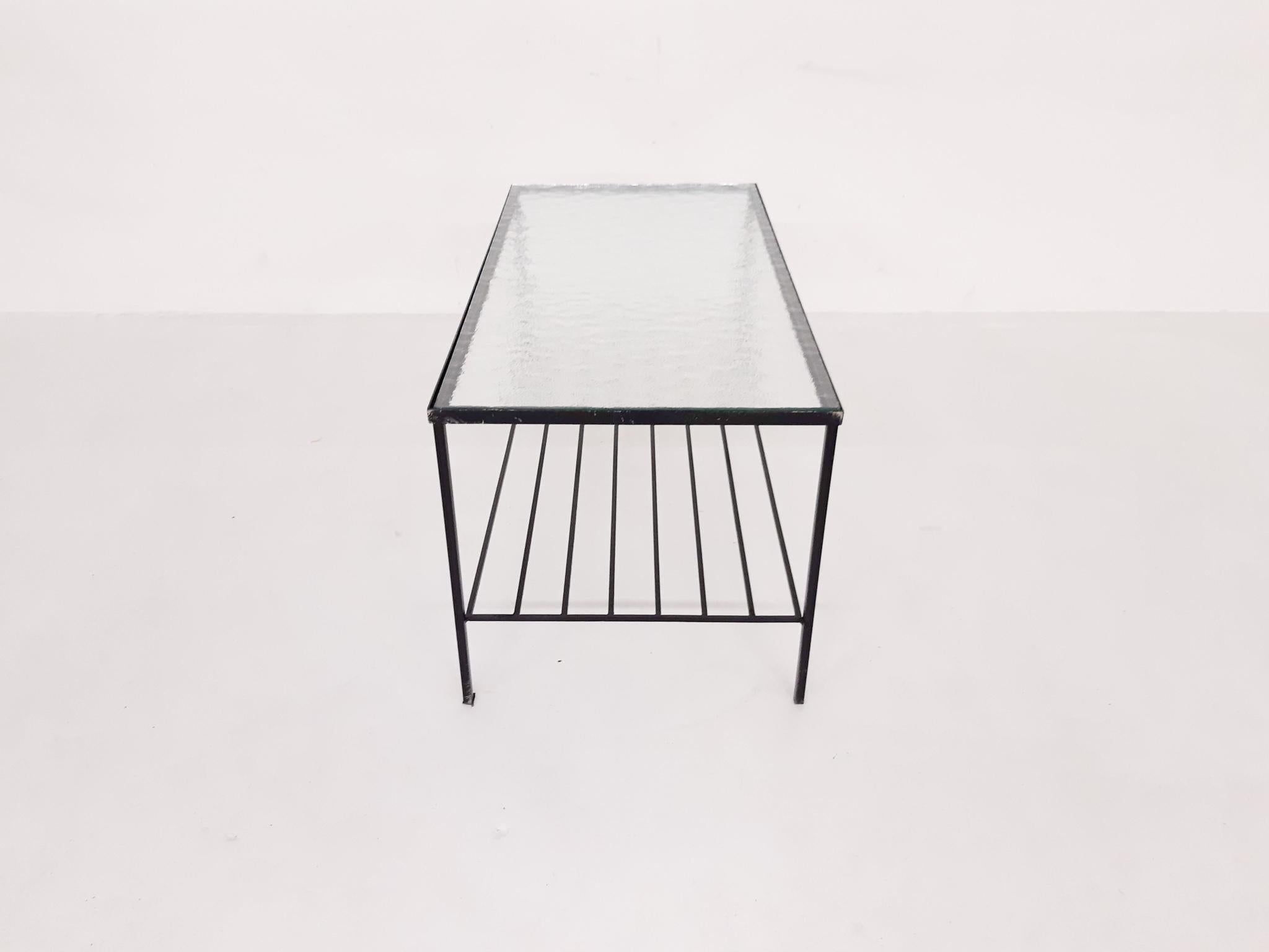Mid-20th Century Mid-Century Modern Minimalistic Metal and Glass Coffee Table, the Netherlands For Sale