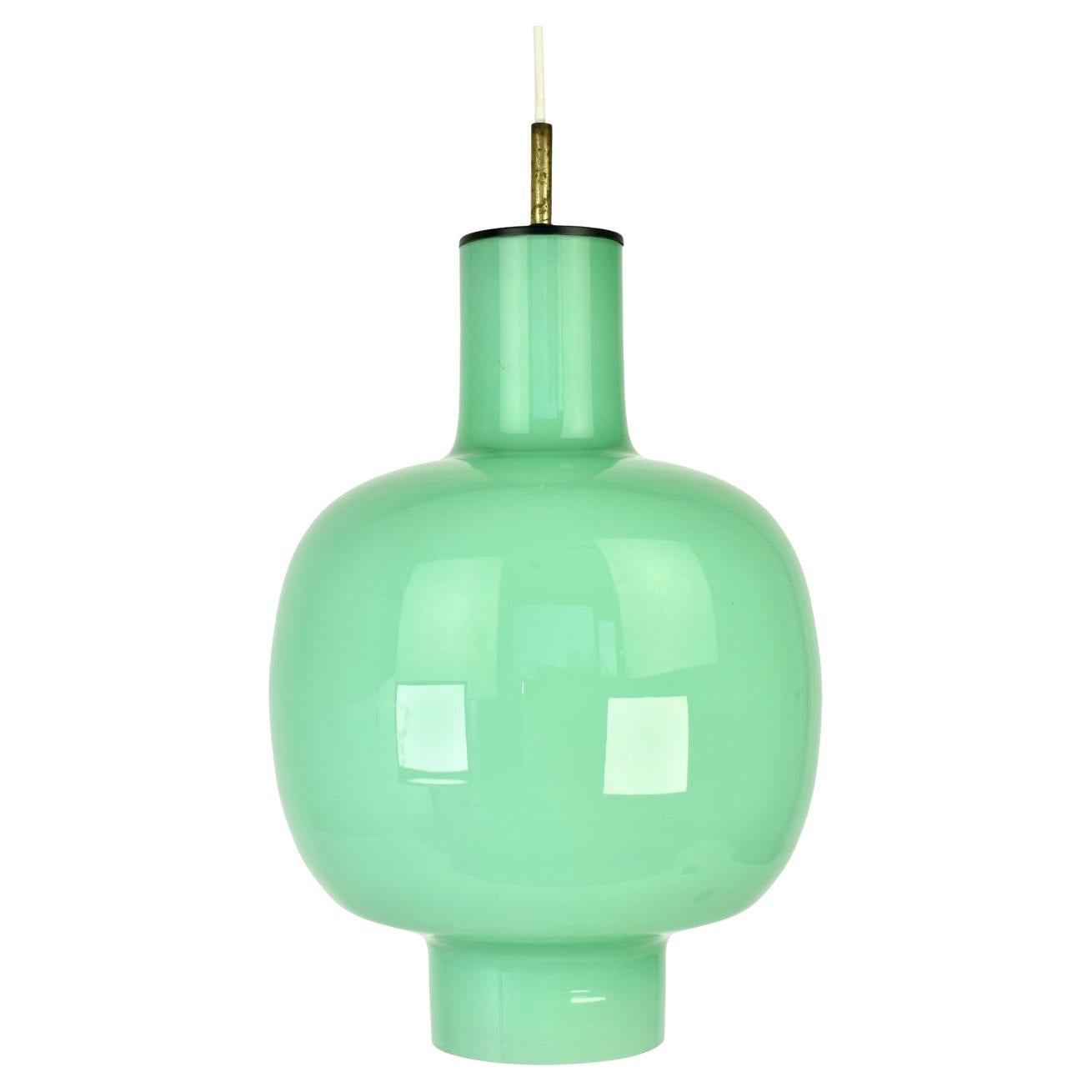 Lampada a sospensione in vetro verde menta della modernità di metà secolo attribuita a Gino Vistosi in vendita