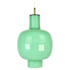 Mid Century Modern Mint Green Glass Pendant Light attributed to Gino Vistosi