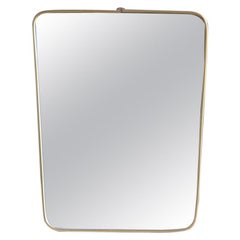 Mid-Century Modern Mirror Aluminium Golden Italian Design Minimal Shape