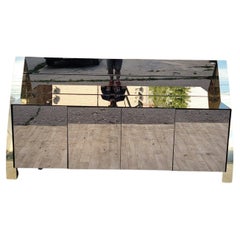 Mid Century Modern Mirror and Brass Sideboard/Credenza by Ello