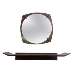 Set di specchi e consolle della modernità di metà secolo, Wood, Italia, anni '60