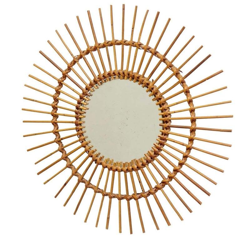 Specchio moderno di metà secolo in bambù e rattan lavorato a mano, circa 1960 In condizioni buone in vendita a Barcelona, ES