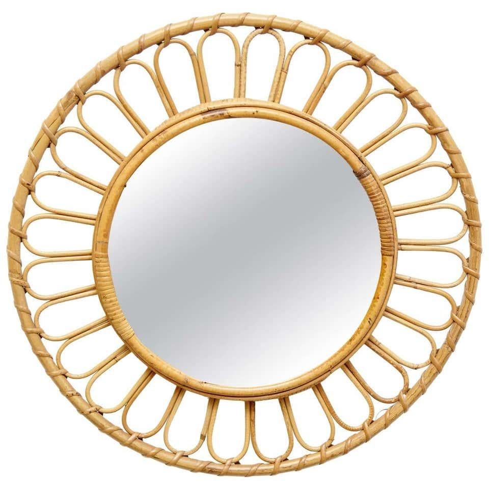 Mid-Century Modern Mirror Bamboo Rattan Handcrafted French Rivera, circa 1960 For Sale 7