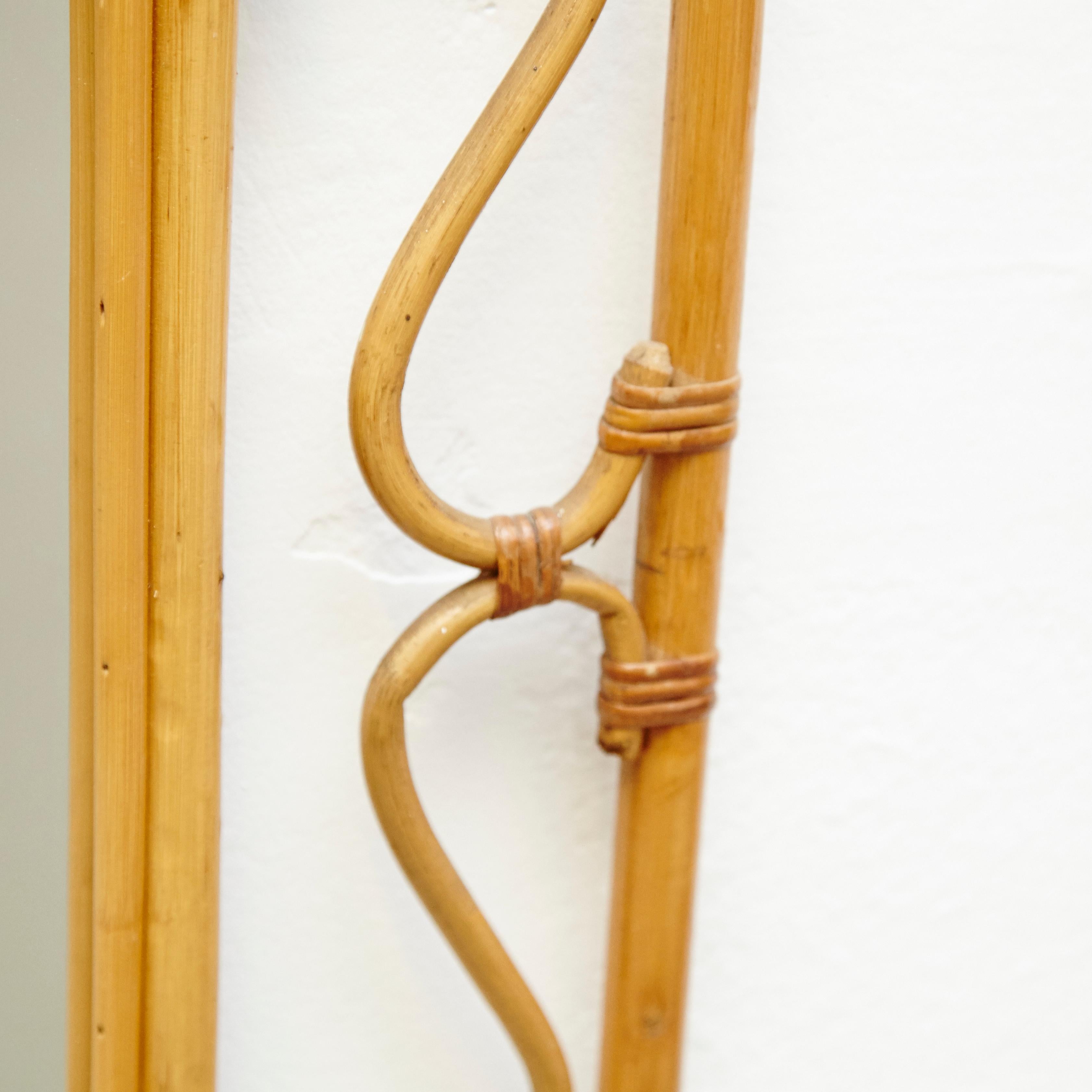 Mid-Century Modern Mirror Bamboo Rattan Handcrafted French Rivera, circa 1960 For Sale 5