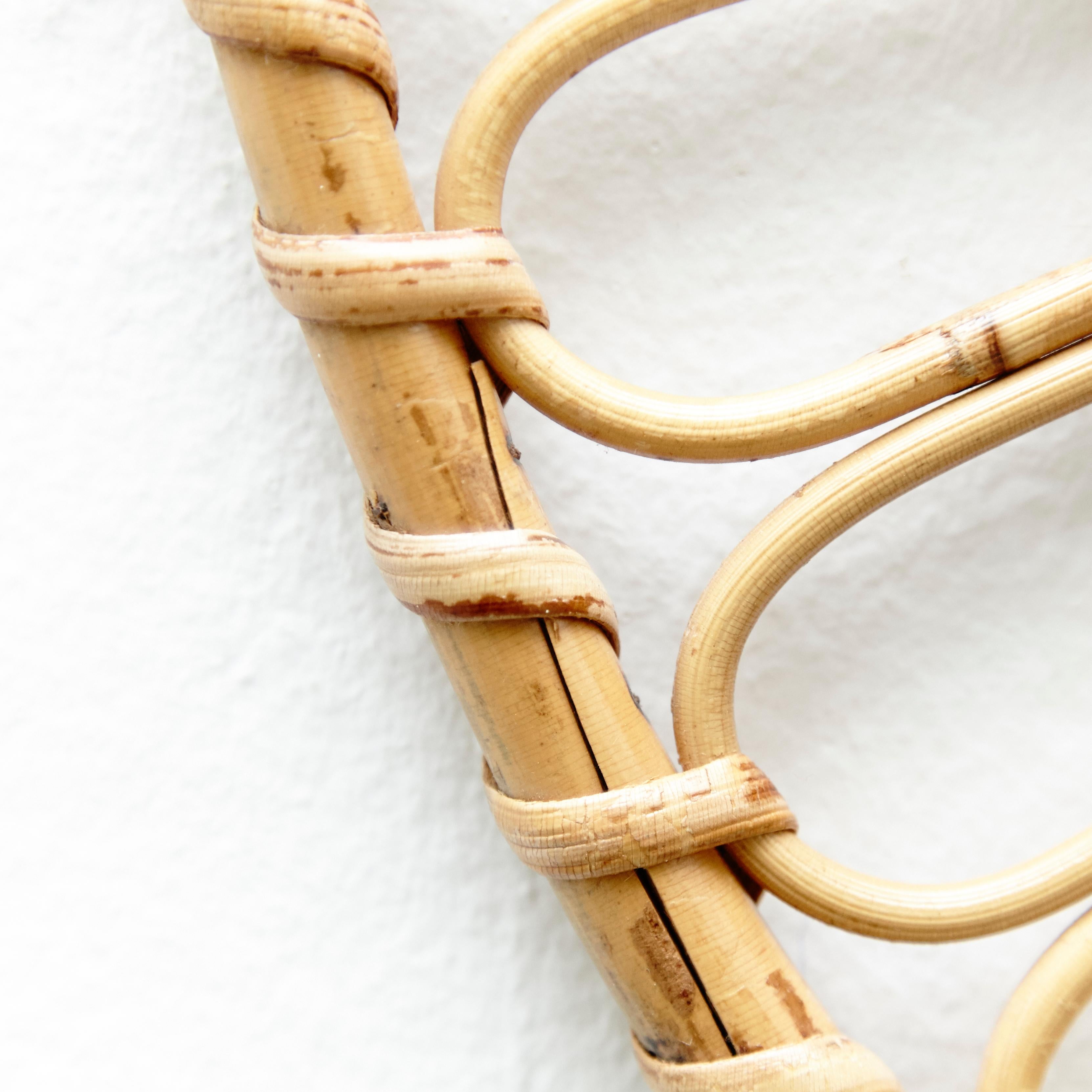 Mid-20th Century Mid-Century Modern Mirror Bamboo Rattan Handcrafted French Riviera, circa 1960