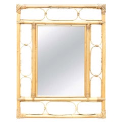 Miroir moderne du milieu du siècle en bambou et rotin, fabriqué à la main sur la Côte d'Azur, vers 1960
