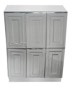 Mid-Century Modern Mirror & Chrome Tall Cabinet with Chest of Drawers by Ello