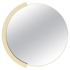 Mid-century modern mirror in fabric, with customisable steel frame