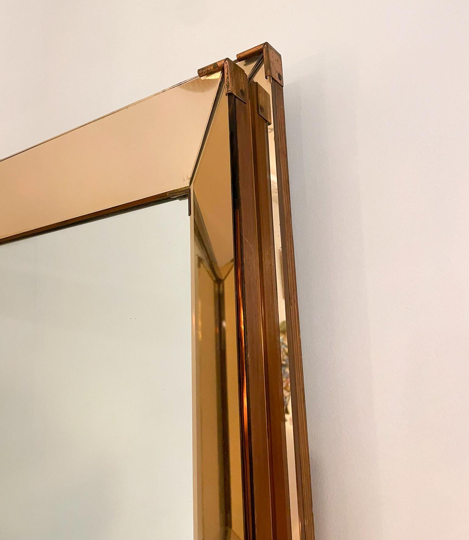 Mid-Century Modern Mirror in the style of Jacques Adnet, 1940s In Good Condition For Sale In Brussels, BE