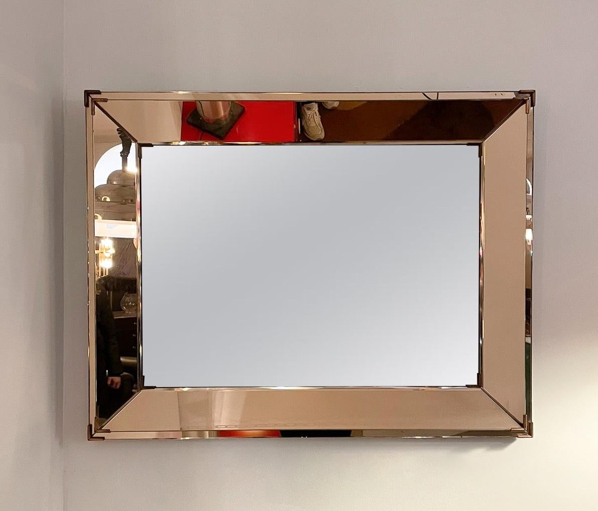 Mid-Century Modern Mirror im Stil von Jacques Adnet, 1940er Jahre im Angebot 1