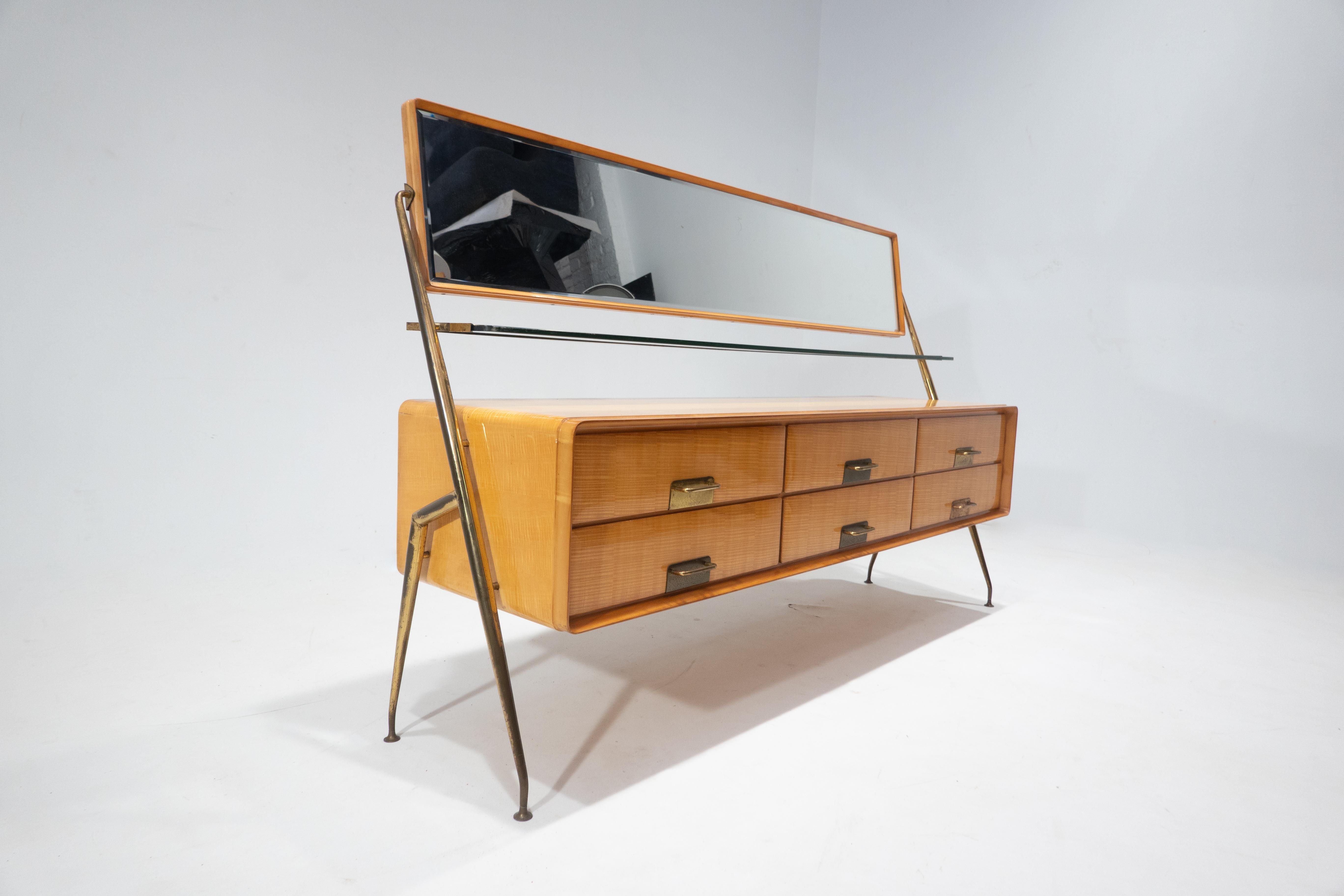 Mid-20th Century Mid-Century Modern Mirror Sideboard by Silvio Cavatorta, Italy, 1958 For Sale
