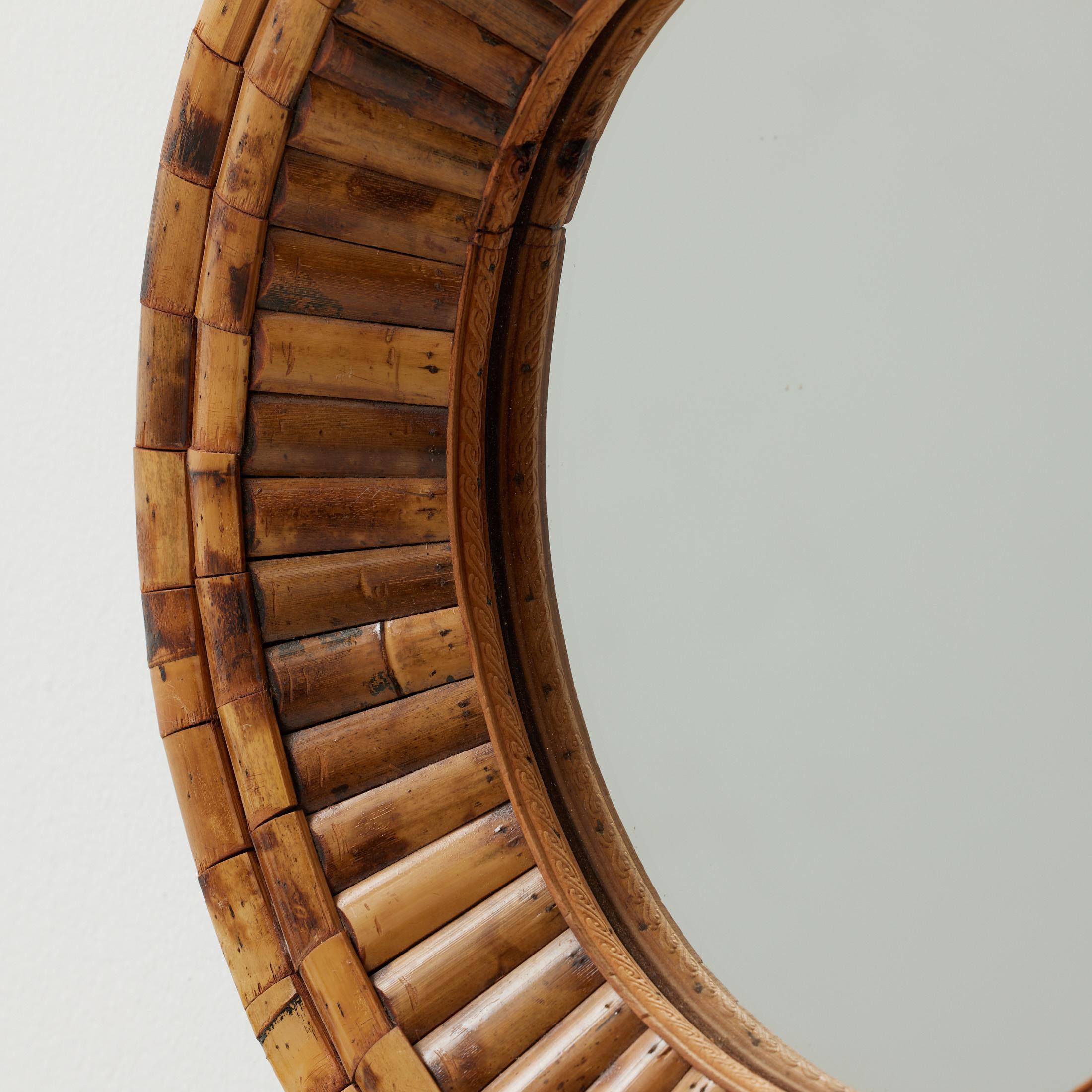 Miroir Modernity Sunburst Bambou Handcraft, circa 1960 en vente 4