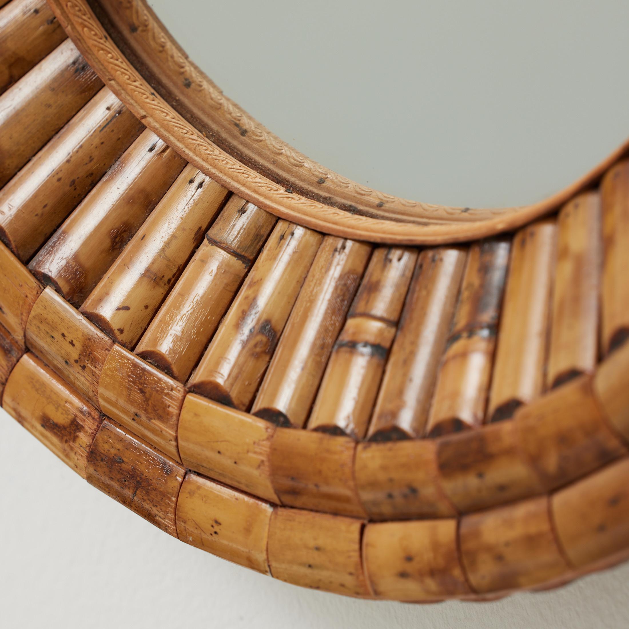 Miroir Modernity Sunburst Bambou Handcraft, circa 1960 en vente 7
