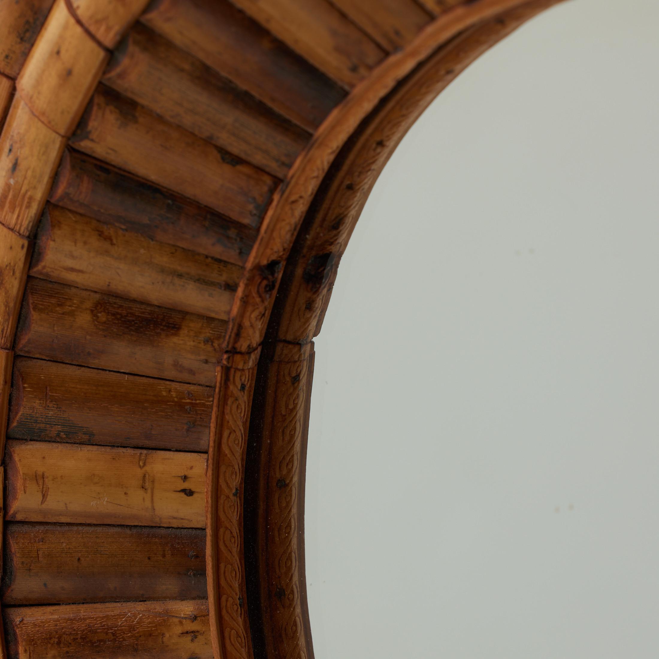 Miroir Modernity Sunburst Bambou Handcraft, circa 1960 en vente 8
