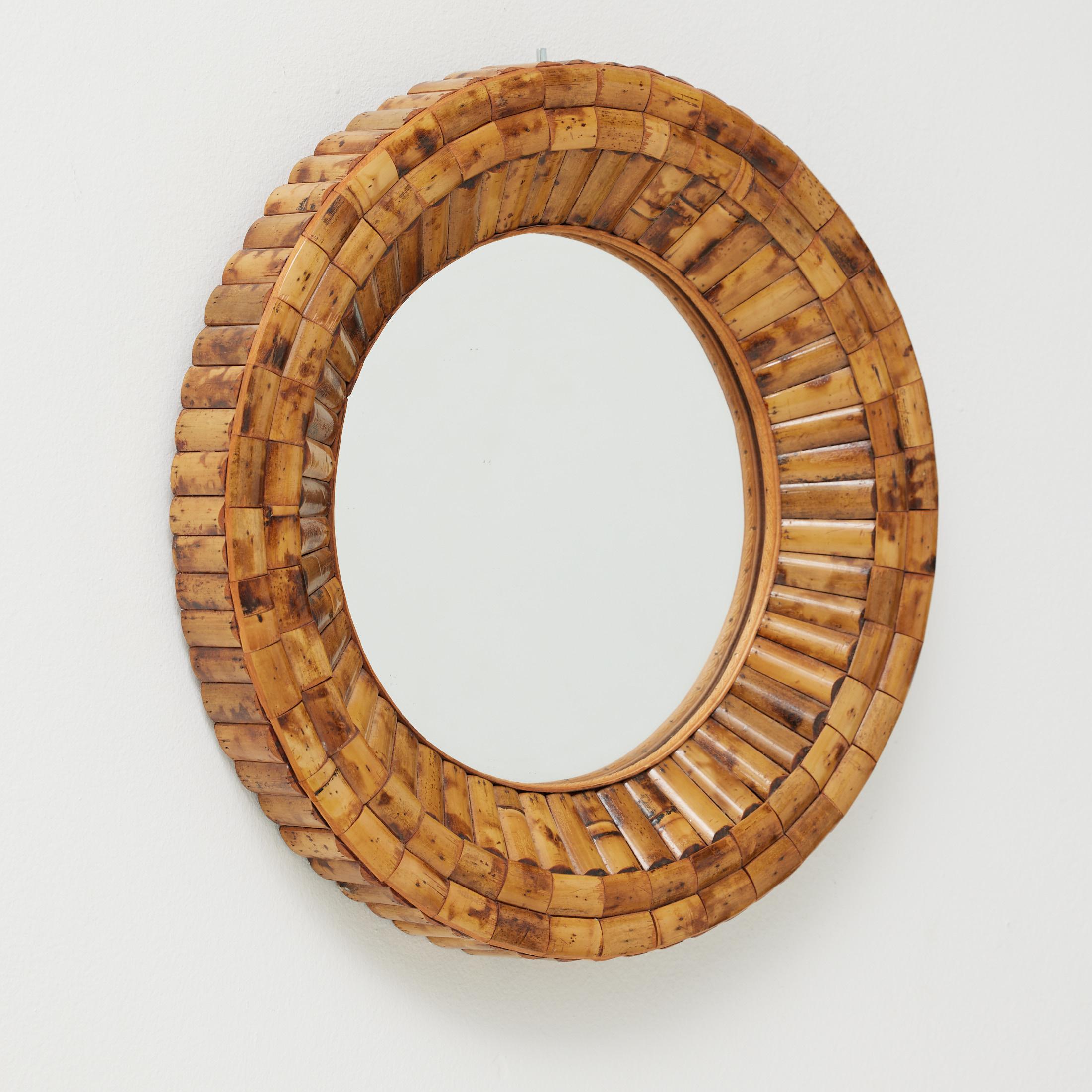 Miroir Modernity Sunburst Bambou Handcraft, circa 1960 Bon état - En vente à Barcelona, ES