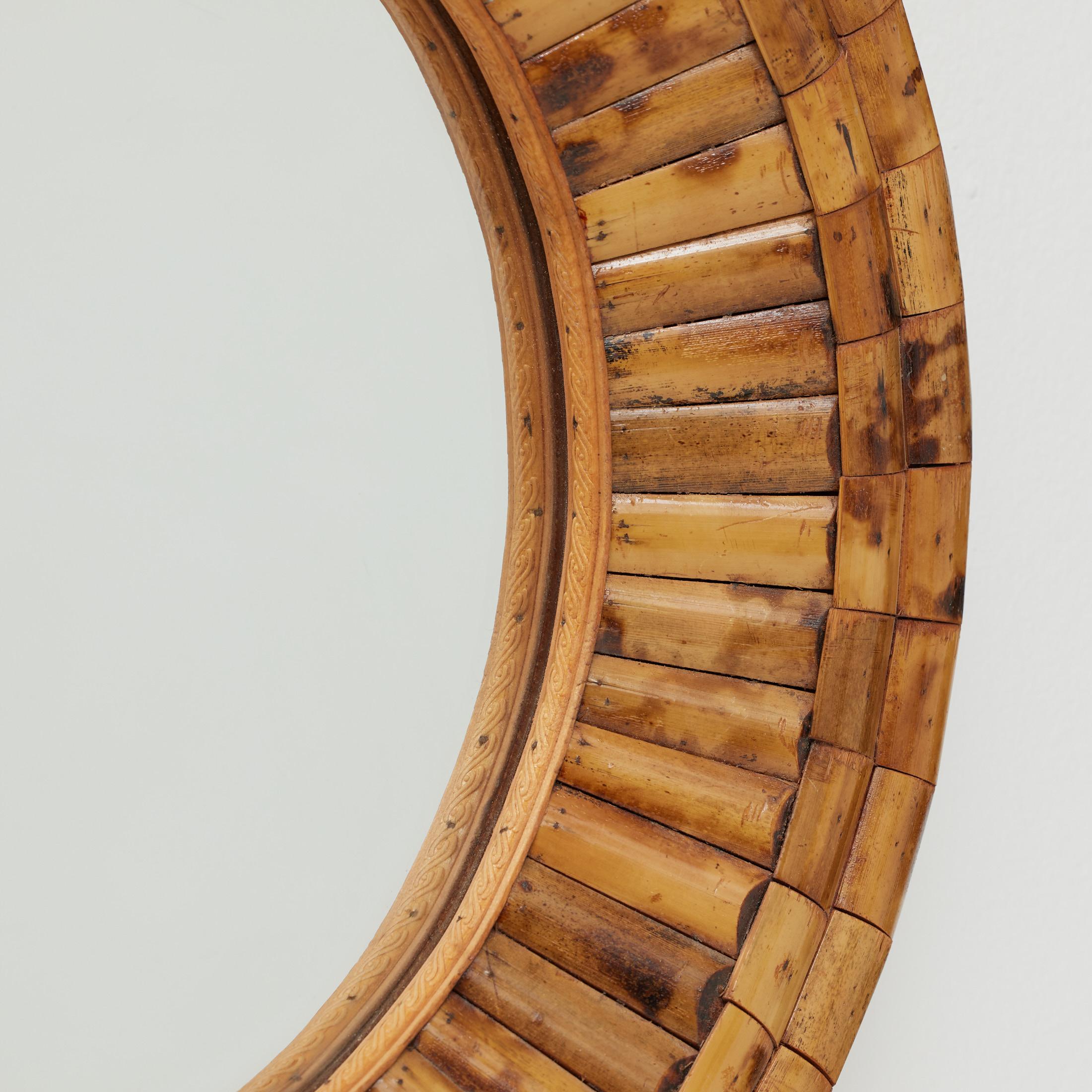 Miroir Modernity Sunburst Bambou Handcraft, circa 1960 en vente 1