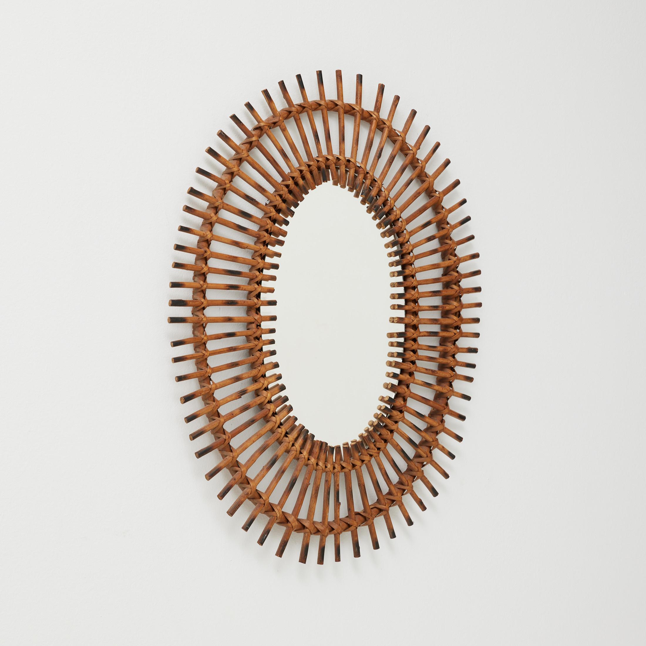 Miroir Modernity Sunburst Bambou Rattan Handcraft, circa 1960 en vente 6