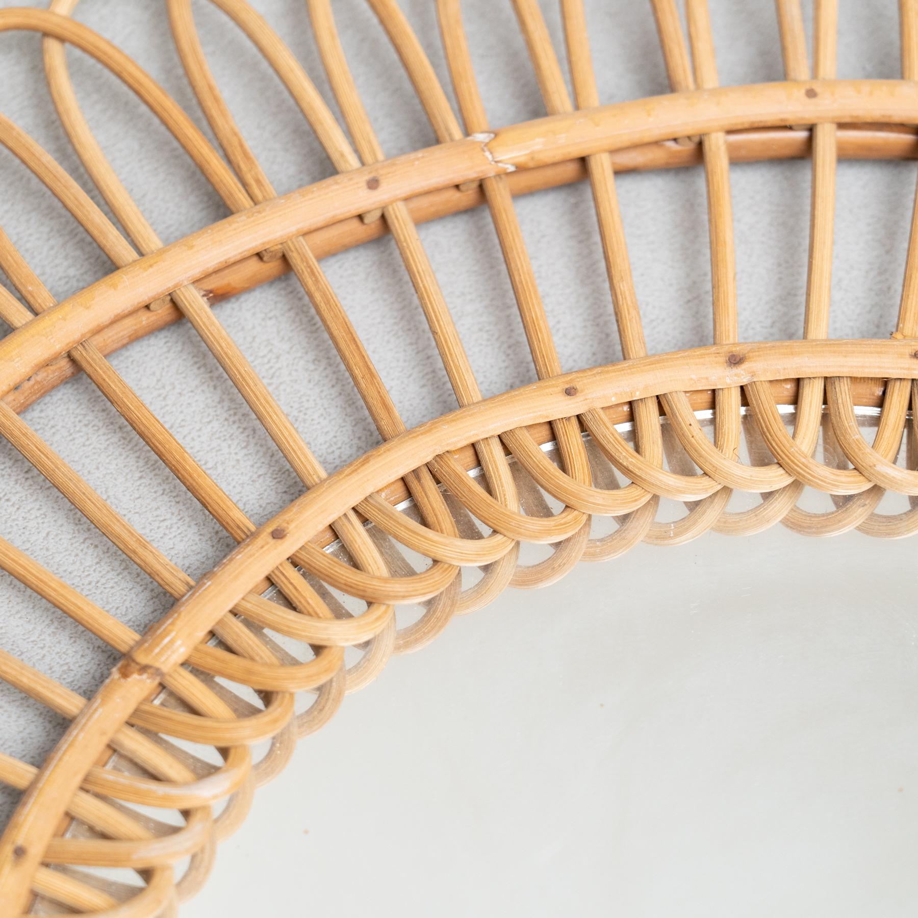 Miroir Modernity Sunburst Bambou Rattan Handcraft, circa 1960 en vente 2