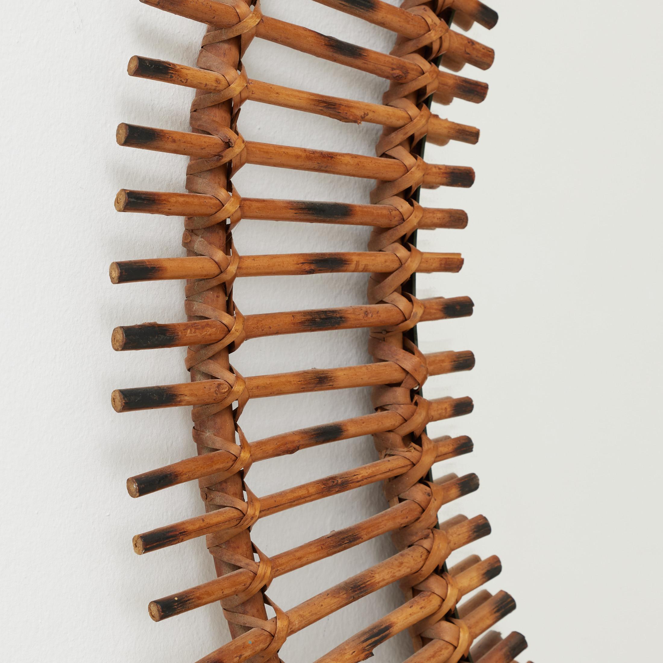 Miroir Modernity Sunburst Bambou Rattan Handcraft, circa 1960 en vente 2