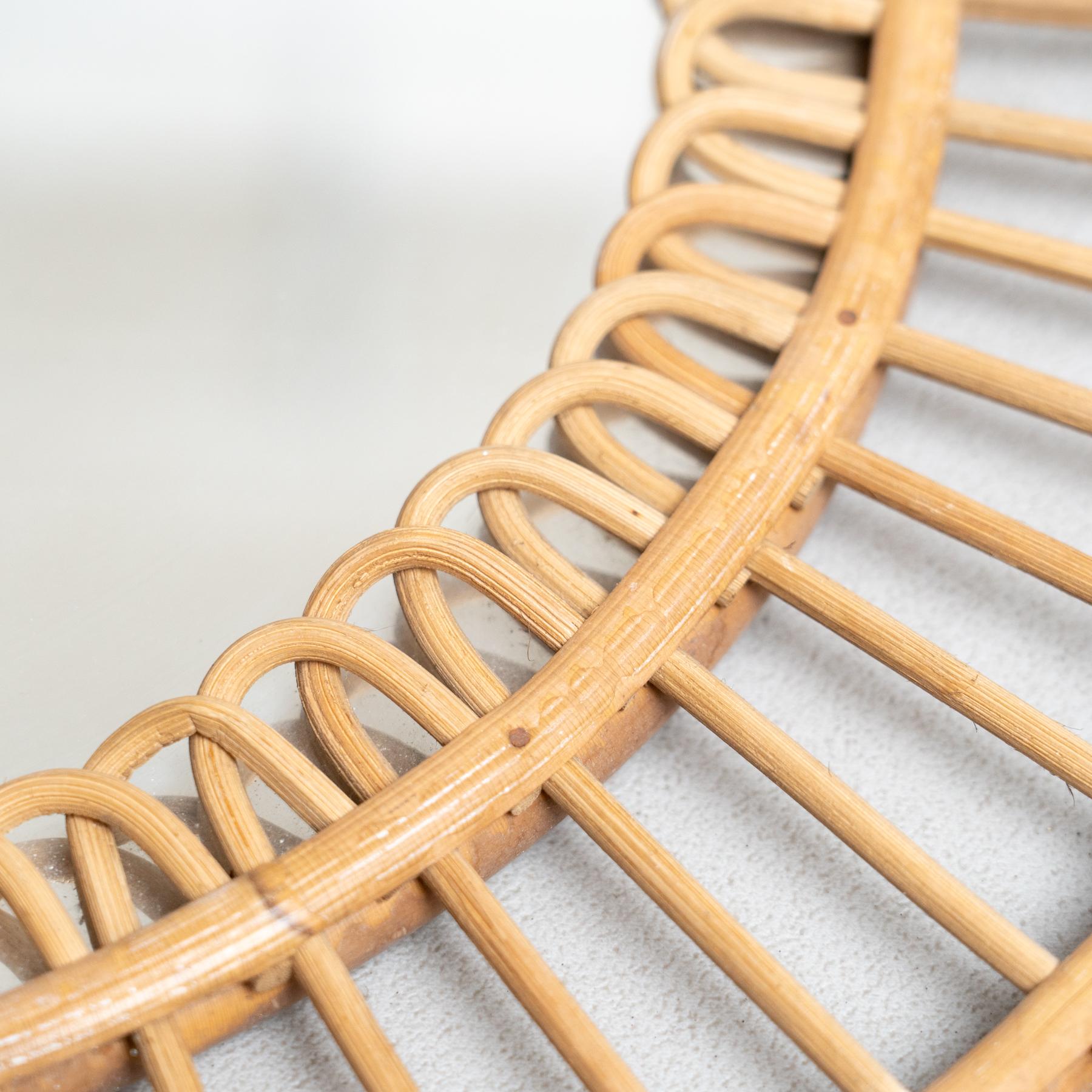 Miroir Modernity Sunburst Bambou Rattan Handcraft, circa 1960 en vente 3