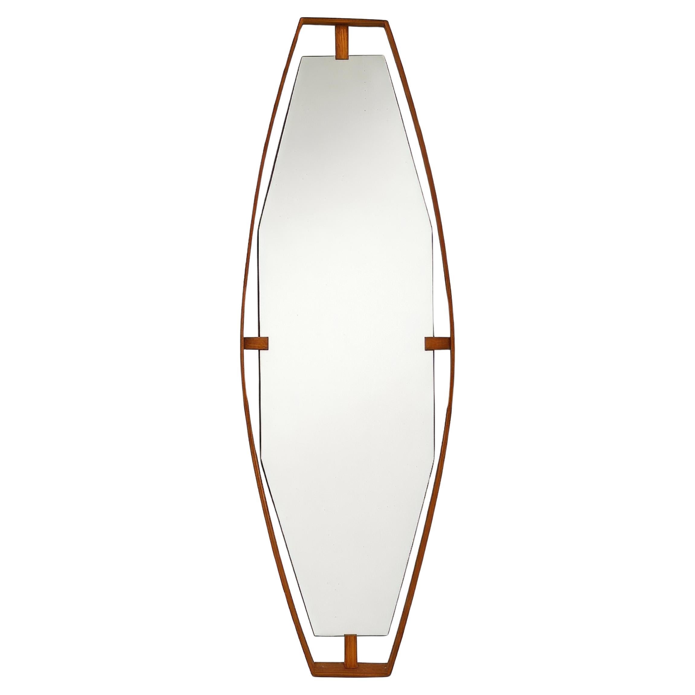 Mid Century Modern Mirror with teak frame, Italy 1960s For Sale