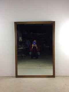 Mid Century Modern Mirror with Walnut Frame