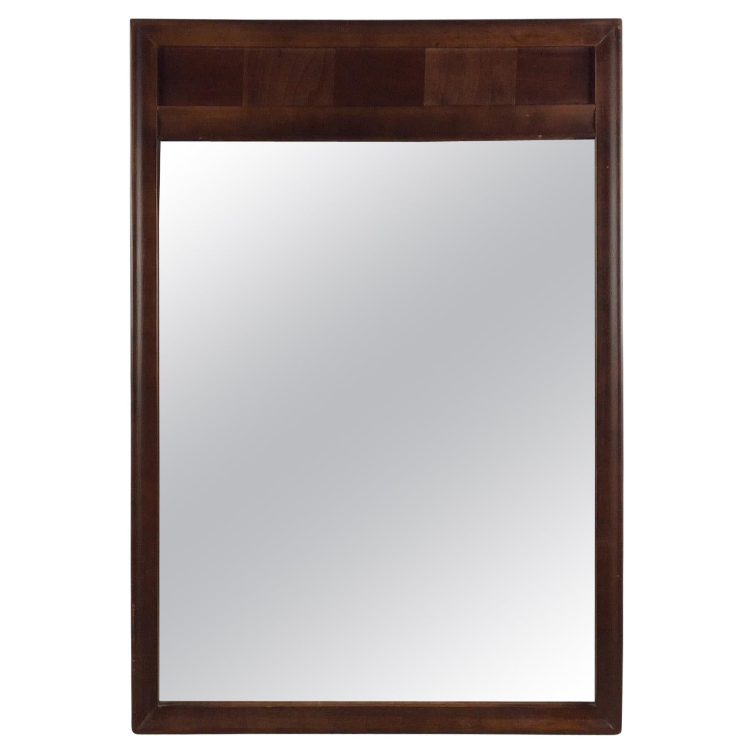 Mid Century Modern Mirror with Walnut Inlay