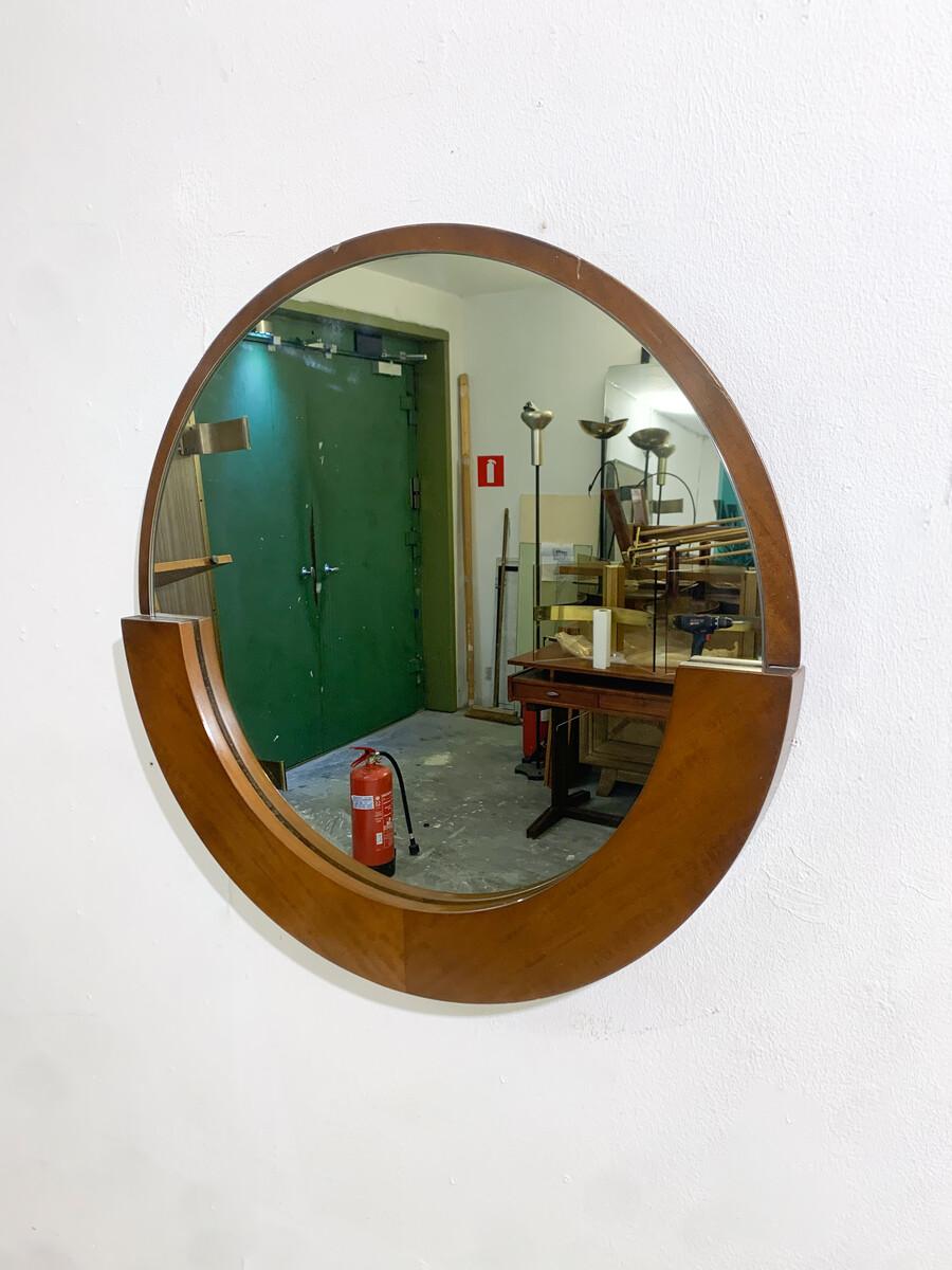 Italian Mid-Century Modern Mirror, Wood and Glass, Italy, 1960s For Sale