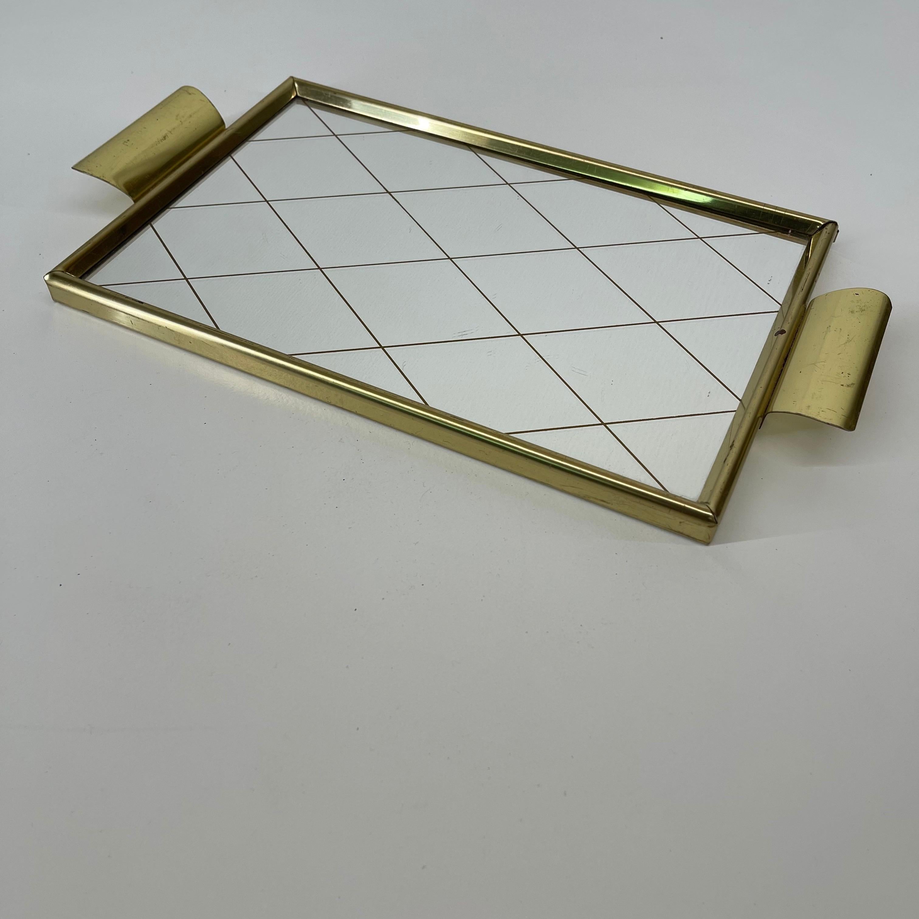 Mid-Century Modern mirrored brass vanity tray, Austria, 1950s.
