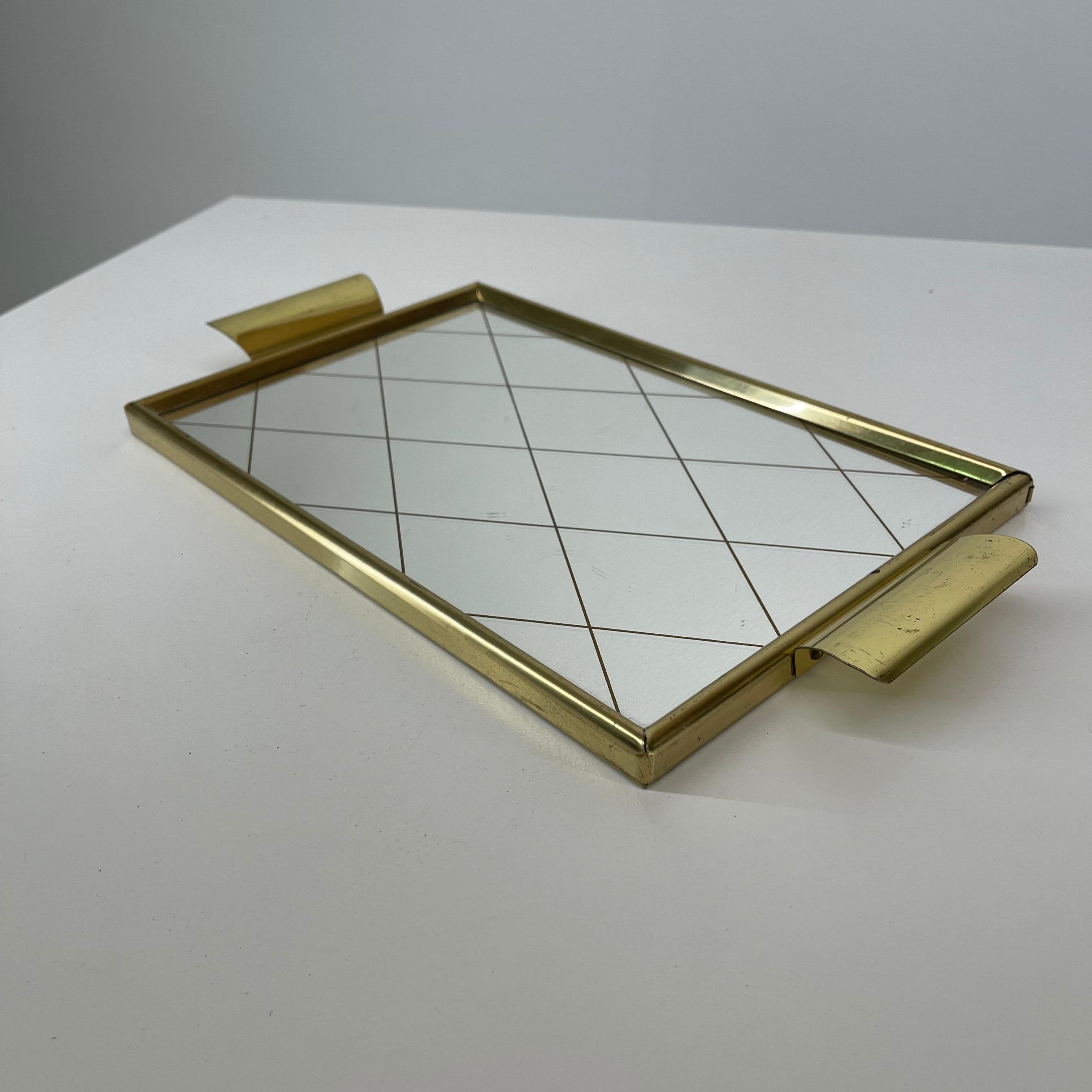 Mid-Century Modern Mirrored Brass Vanity Tray, Austria, 1950s In Good Condition For Sale In Vienna, AT