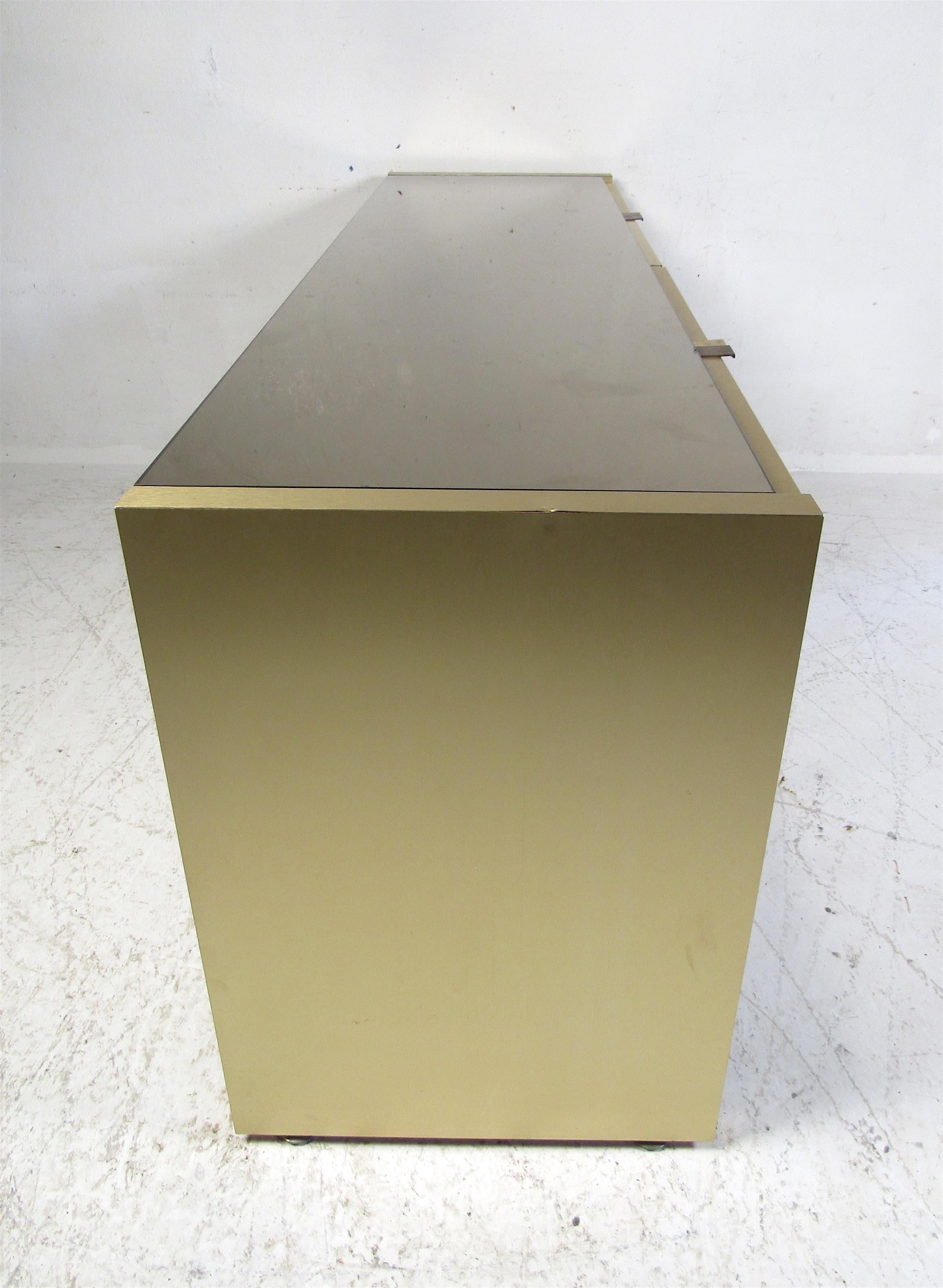 Late 20th Century Mid-Century Modern Mirrored Credenza For Sale