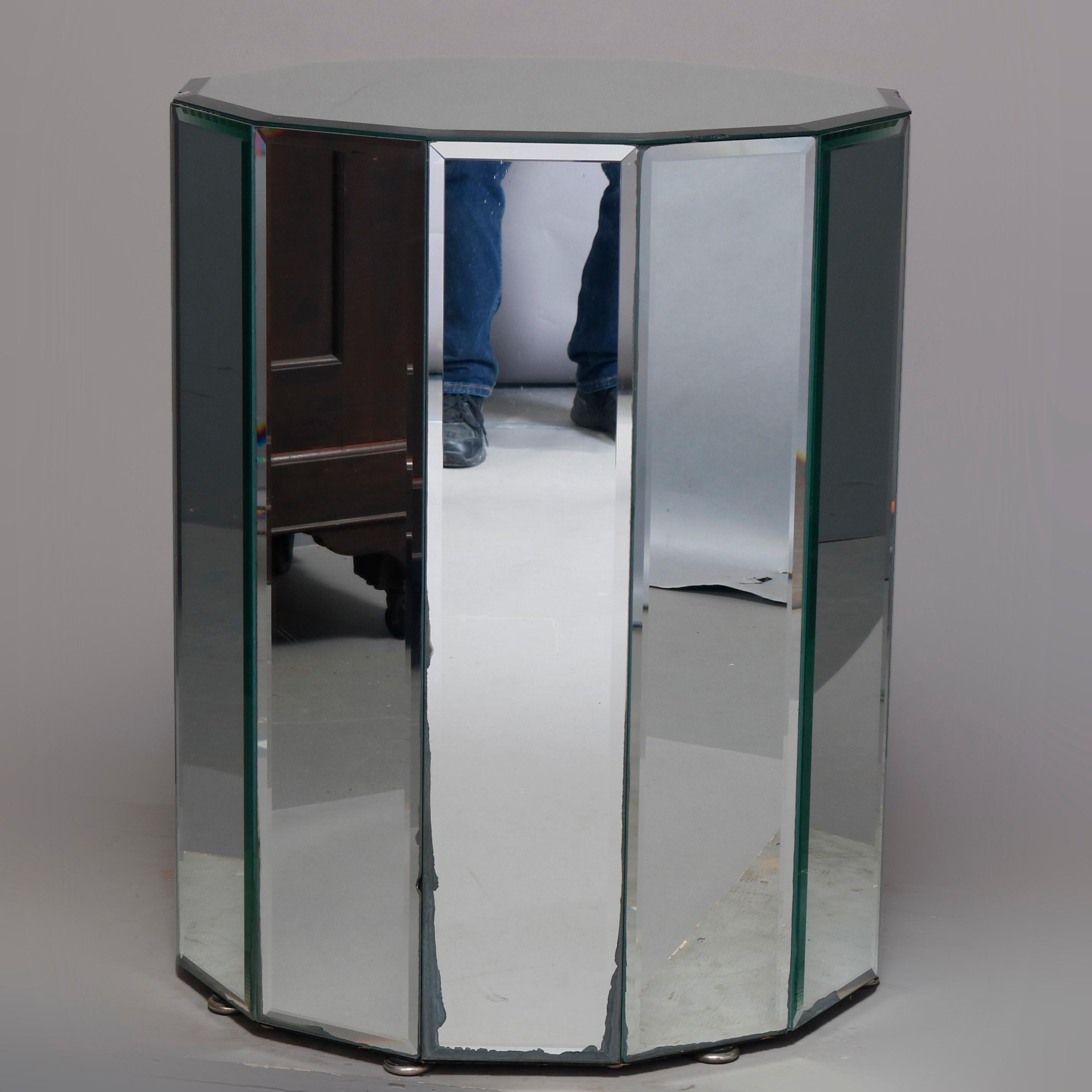 Mid-Century Modern Mirrored Faceted Plant Stand, circa 1960 2
