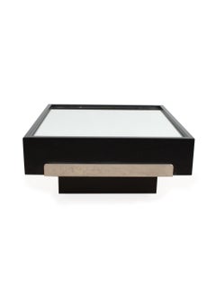 Mid Century Modern Mirrored Square Low Coffee Table, Italy, circa 1970