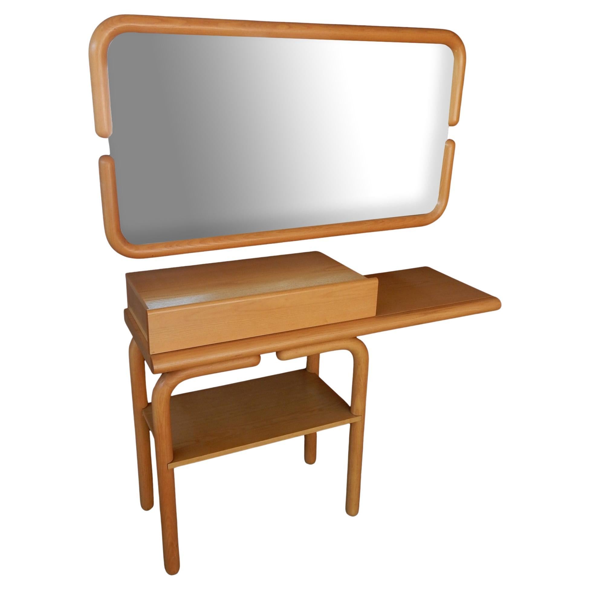 Mid-Century Modern Mirrored Vanity Table after Alvar Aalto design for Artek In Good Condition For Sale In Las Vegas, NV