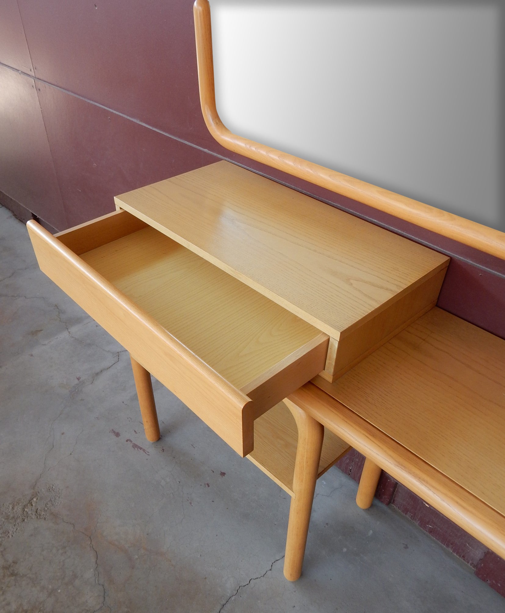 Mid-Century Modern Mirrored Vanity Table after Alvar Aalto design for Artek For Sale 1