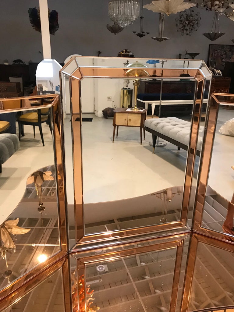 Mid-Century Modern Mirrored Vanity with Matching Mirror at 1stDibs