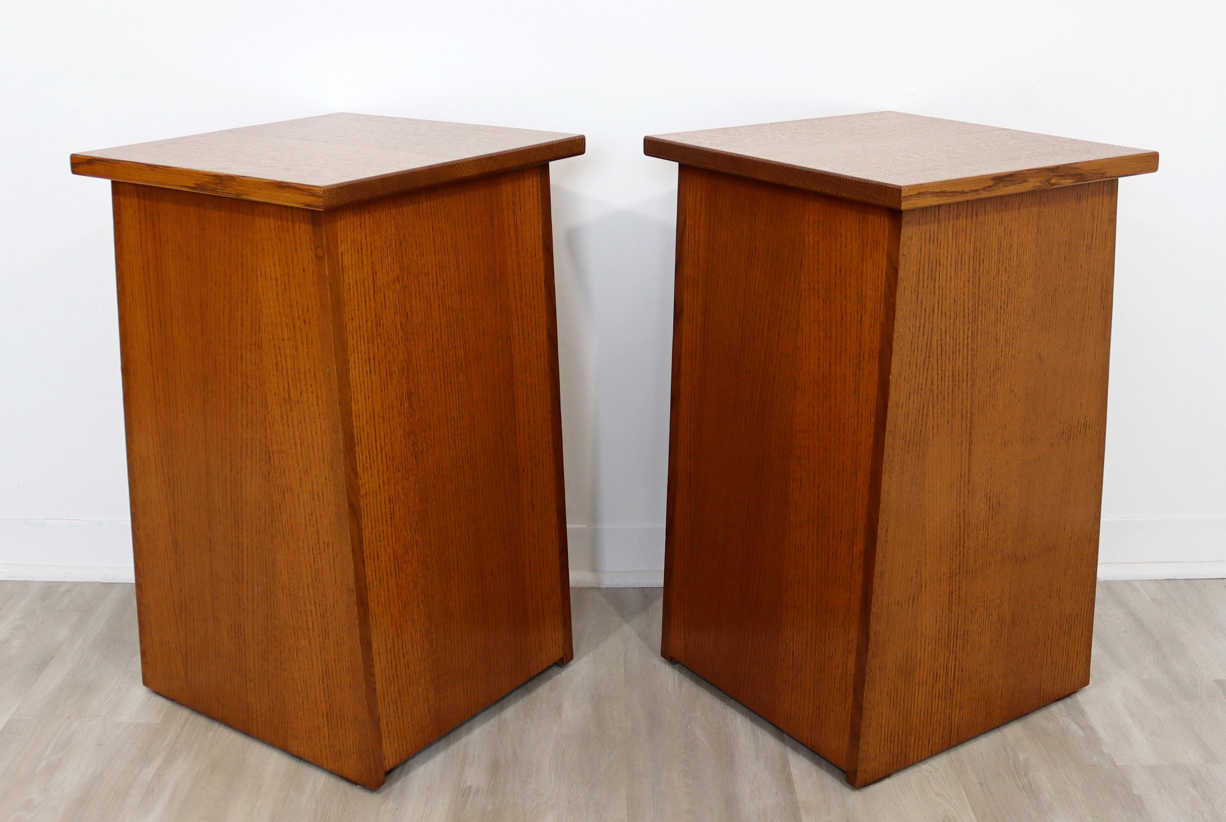Late 20th Century Mid-Century Modern Mission Style Pair of Wood Nightstands Side End Tables, 1970s