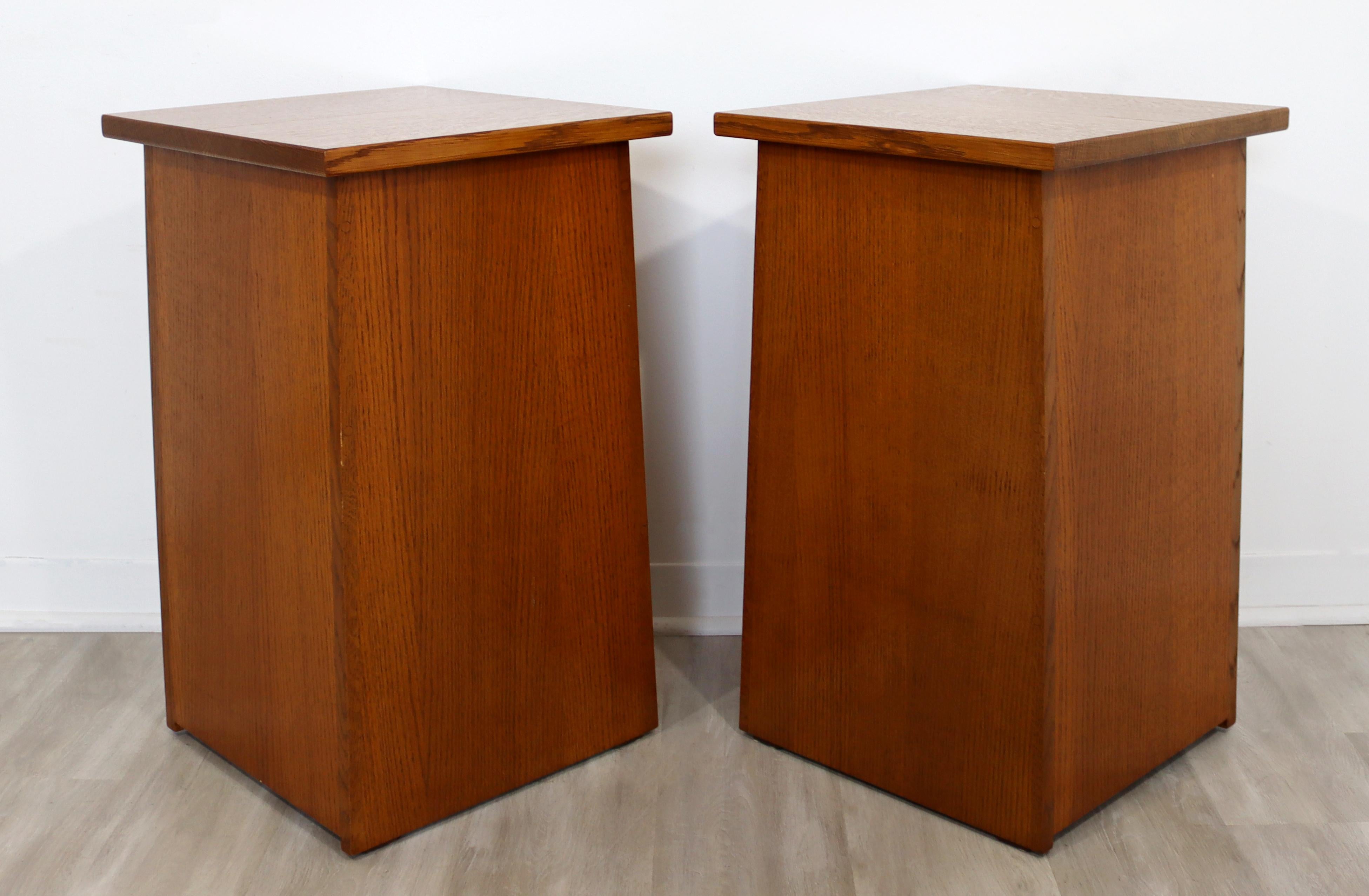 Mid-Century Modern Mission Style Pair of Wood Nightstands Side End Tables, 1970s 1