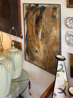 Mid-century Modern Mixed Media Abstract Painting