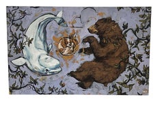 Mid Century Modern Mixed Media Abstract Whimsy Painting on Board Framed Signed.