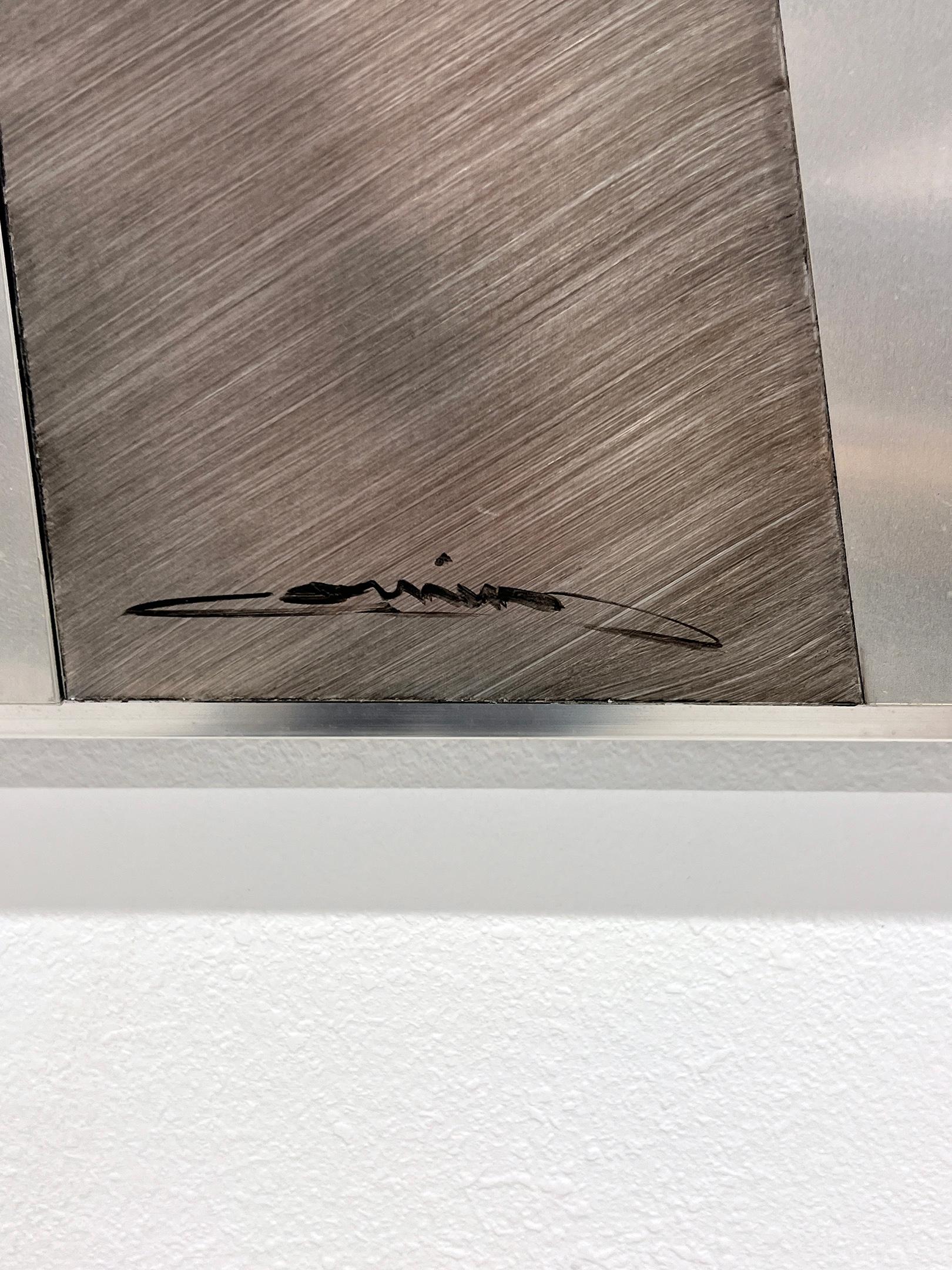 Paisaje urbano a gran escala en ante y acero, de técnica mixta moderna de mediados de siglo en Bueno estado para la venta en Culver City, CA
