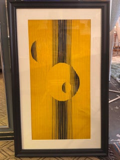 Mid-century Modern Mixed Media Op Art Painting, Framed