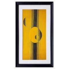 Mid-century Modern Mixed Media Op Art Painting, Framed