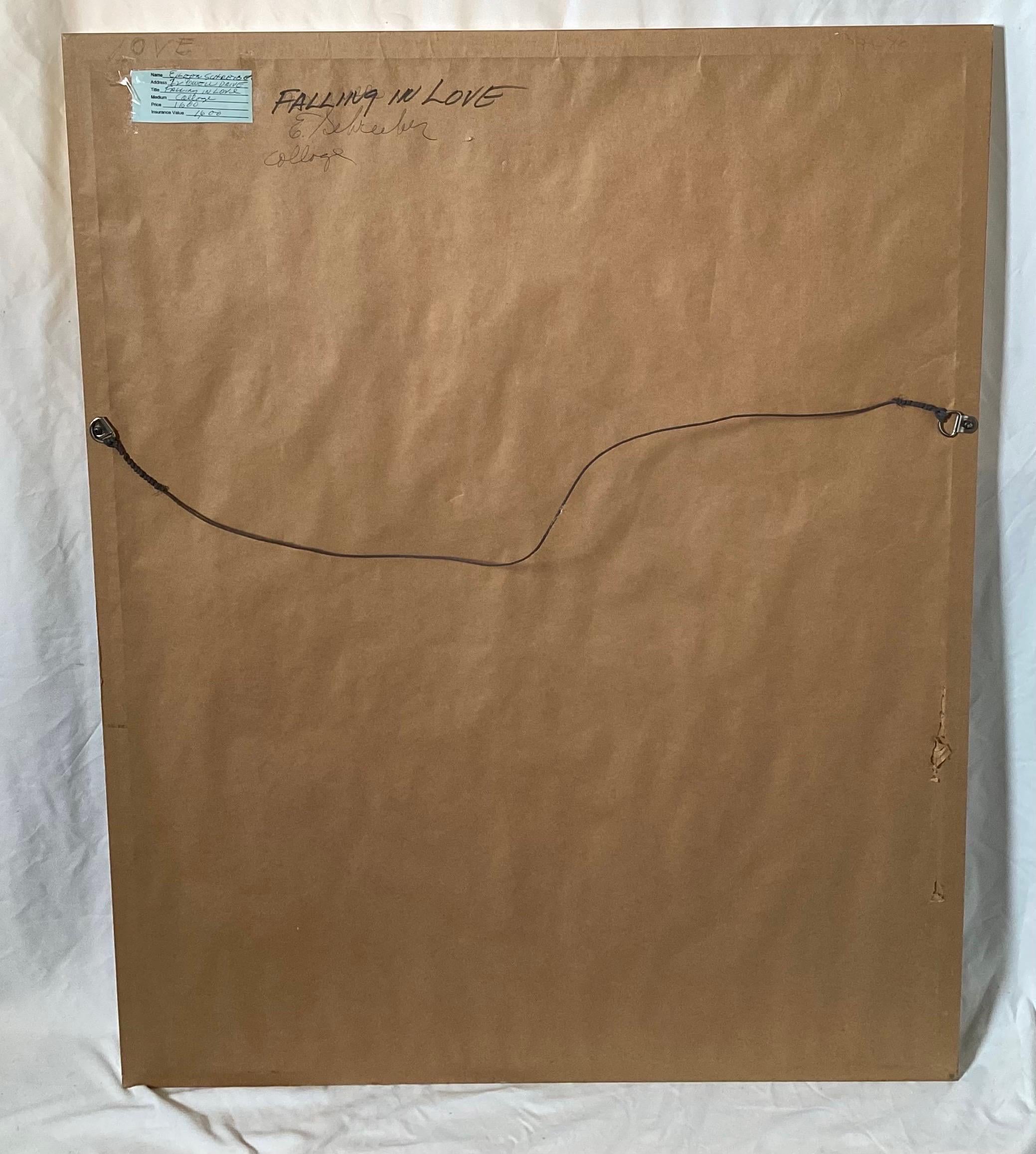 Mid Century Modern Mixed media Painting Collage Romantic by Eileen Schreiber en vente 2